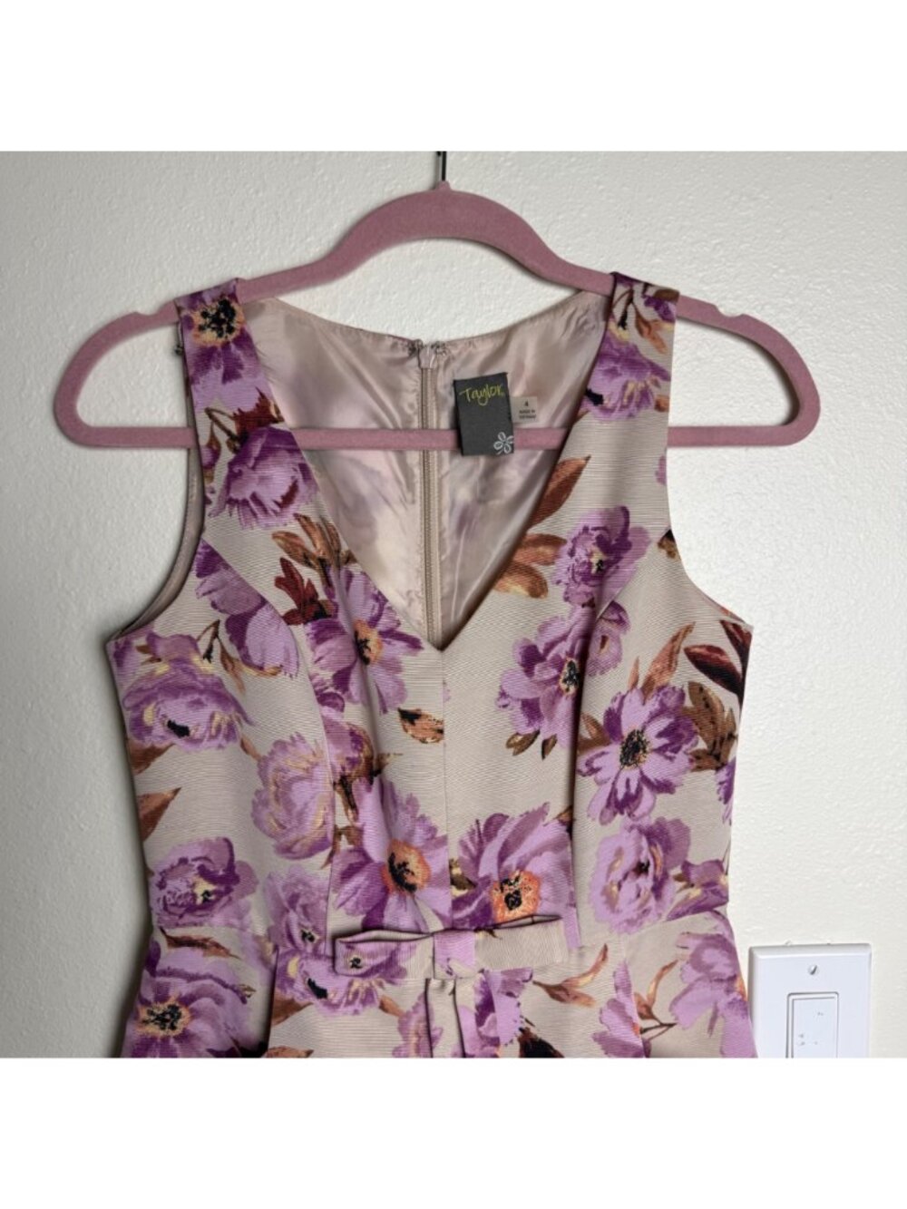 Anthropologie Taylor Womens Sleeveless Pink Floral Print Fit & Flare Dress Sz 4 - Picture 3 of 8